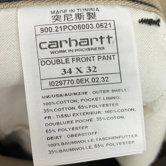 NEW Carhartt‎ Double Front Pants Tanami Beige Size 34 x 32 Cotton Contrast Pant - Picture 7 of 11